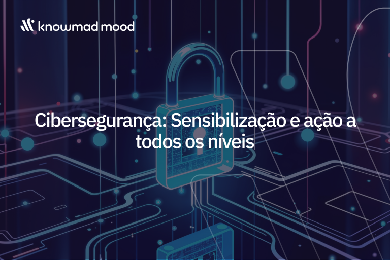 Ilustração digital com cadeado sobreposto a circuitos e dispositivos conectados, simbolizando cibersegurança e proteção de dados.